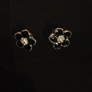 Kate Spade black flower studs